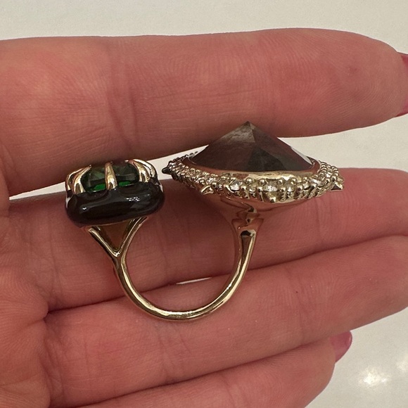 Alexis Bittar Green and Silver Gemstone Ring Duo - Picture 4 of 5